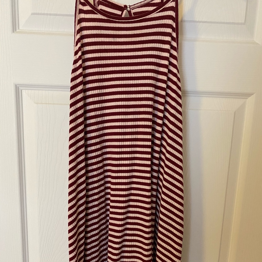 Red and white striped dress